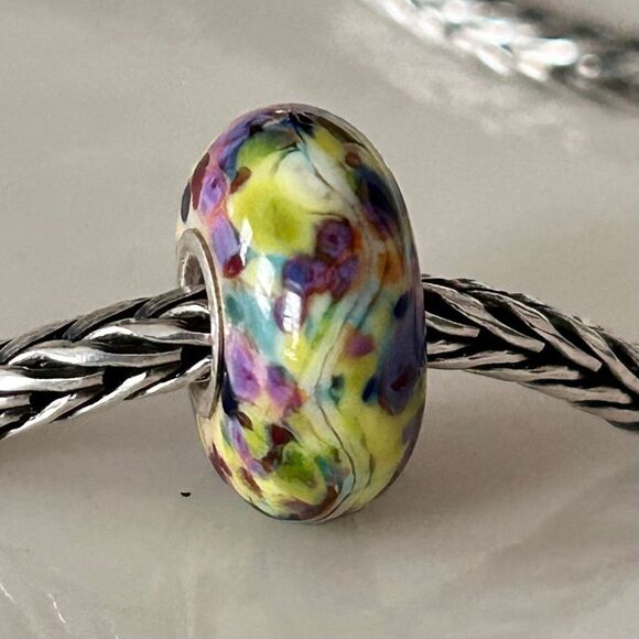 TROLLBEADS Authentic Troll Stone LAA 925S Purple Green Pink Blue Mosaic Confetti - Picture 4 of 11